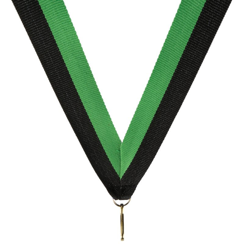 Zwart-groen medaille halslint met haak – 22 mm breed