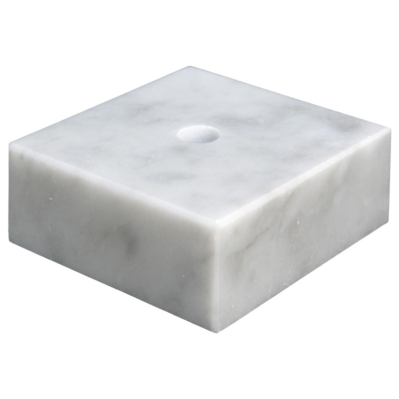 Witte marmeren sokkel 55x55x20 mm met montagegat voor sportprijzen en sportbekers