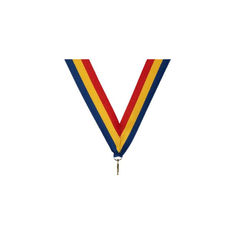 Medaille halslint blauw geel rood – 22 mm breed