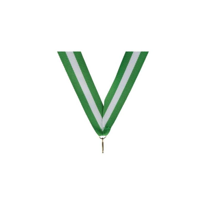 Medaille halslint groen wit groen – 22 mm breed