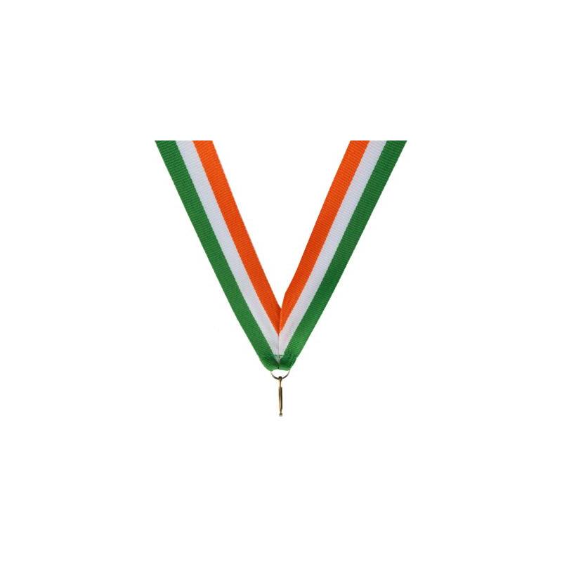 Medaille halslint groen wit oranje – 22 mm breed