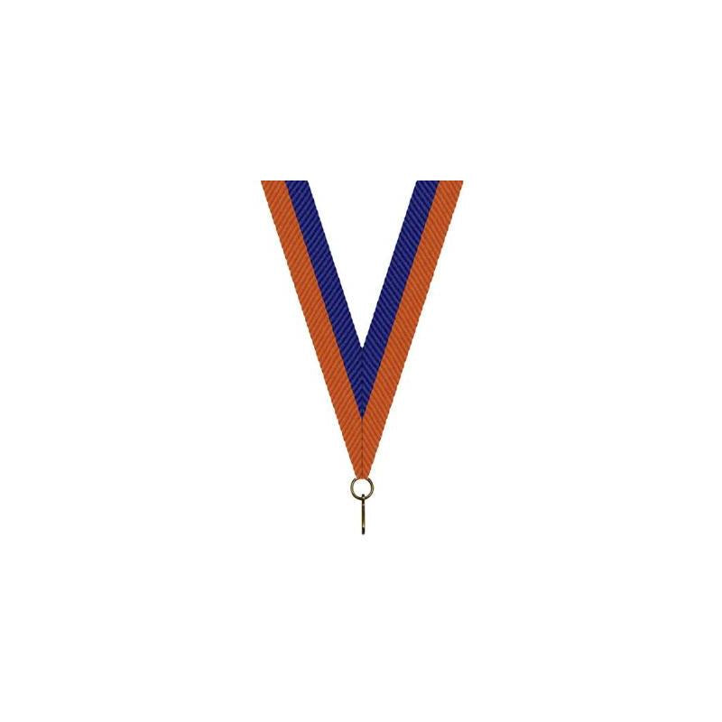 Medaille halslint oranje blauw – 22 mm breed