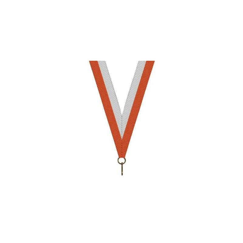 Medaille halslint oranje wit – 22 mm breed