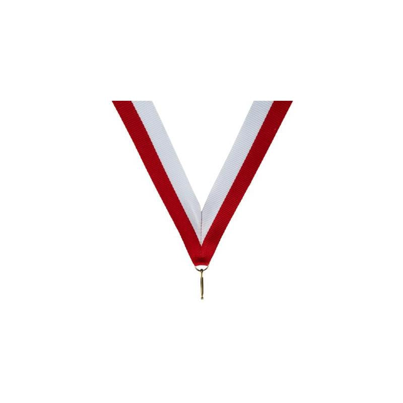 Medaille halslint rood wit – 22 mm breed