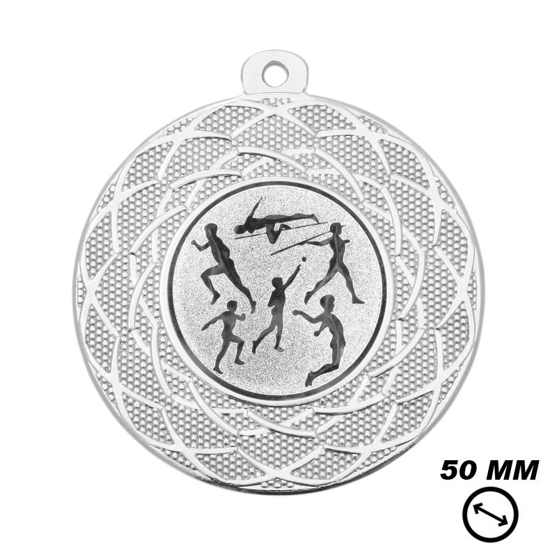 Zilveren atletiek medaille 50mm sportmedaille