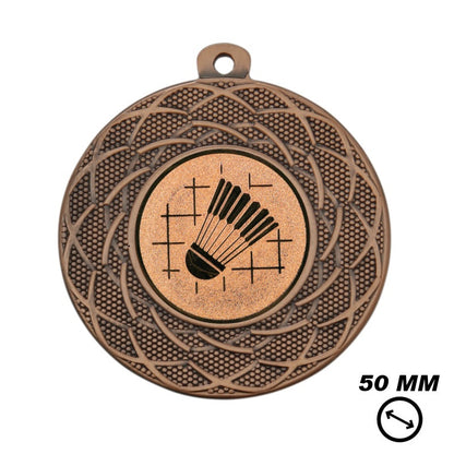 Badminton medaille brons 50 mm met shuttle afbeelding