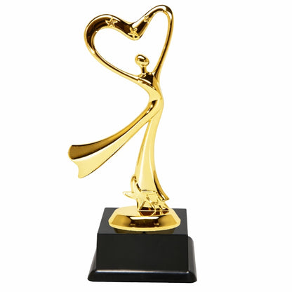 Dans award goud trofee 19 cm met hartvorm en zwarte voet