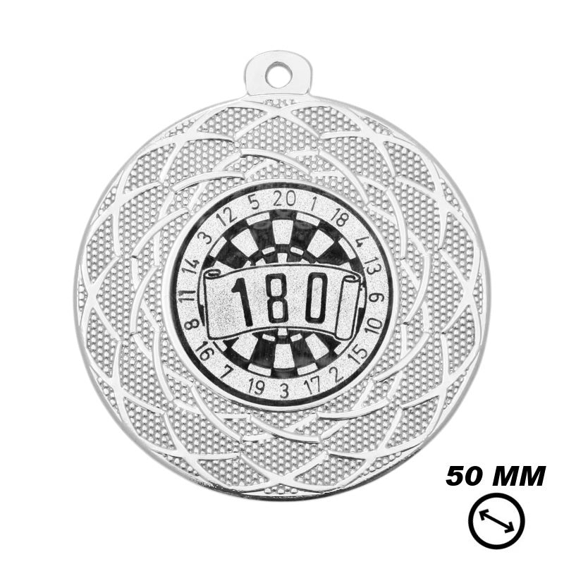 Dart medaille 180 zilver 50 mm sportprijs