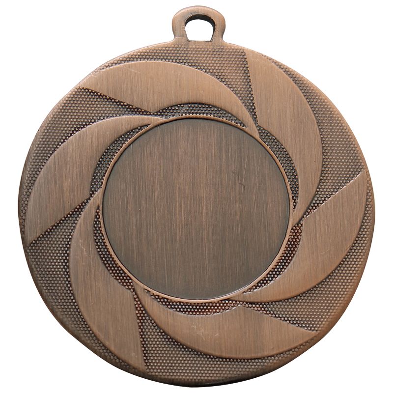 Bronzen medaille Venlo – 50 mm – ijzeren sportmedaille met draaiend patroon en ruimte voor logo of sportafbeelding