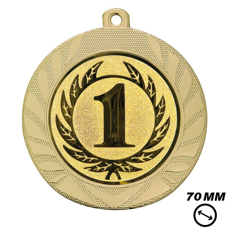 Grote gouden medaille 70 mm met nummer 1 en krans ontwerp