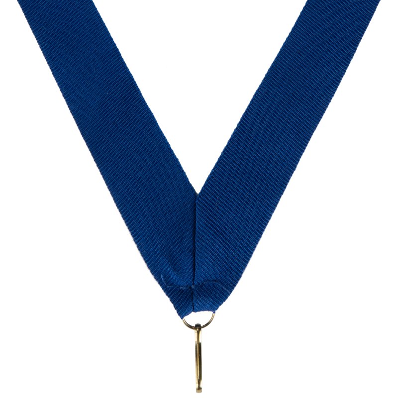 Blauw medaillelint 22 mm breed met bevestigingshaak
