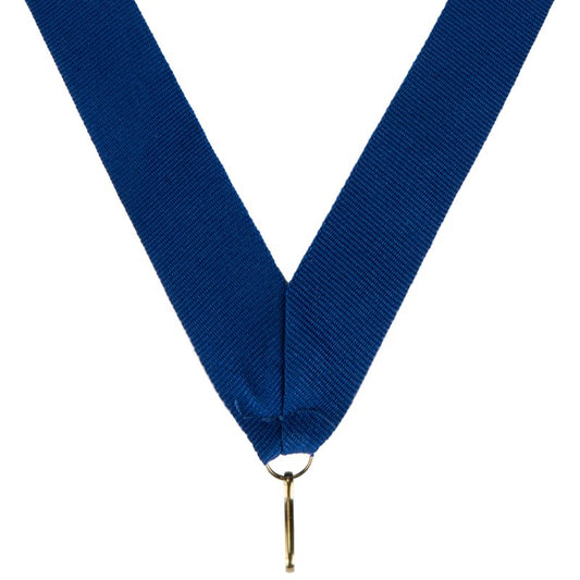 Blauw medaillelint 22 mm breed met bevestigingshaak