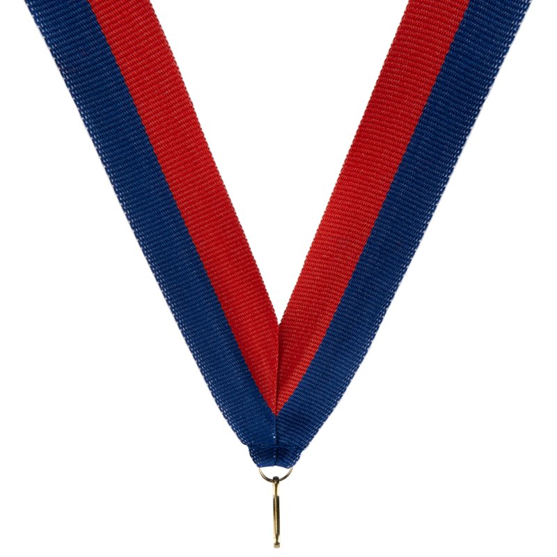 Brede blauw-rode medaillelint met haak – 22 mm breed