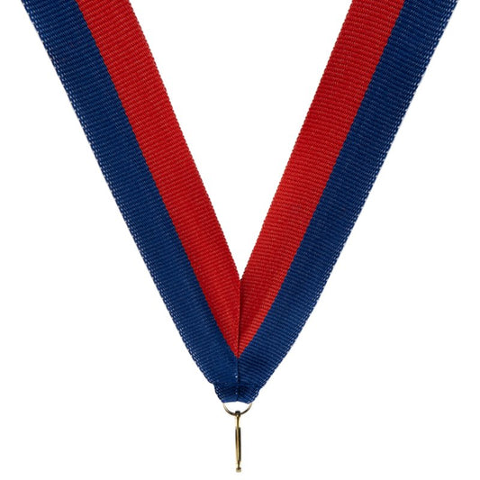 Brede blauw-rode medaillelint met haak – 22 mm breed