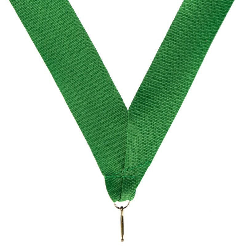 Groen halslint voor medaille – 22 mm breed met metalen haak