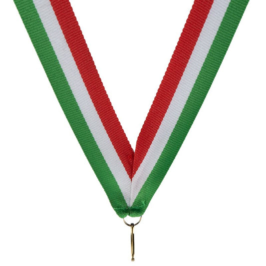 Groen wit rood halslint voor medaille – 22 mm breed