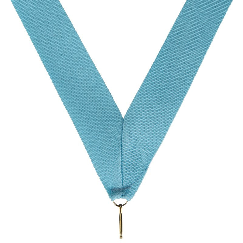 Lichtblauw halslint medaille – brede uitvoering – 22 mm met haak