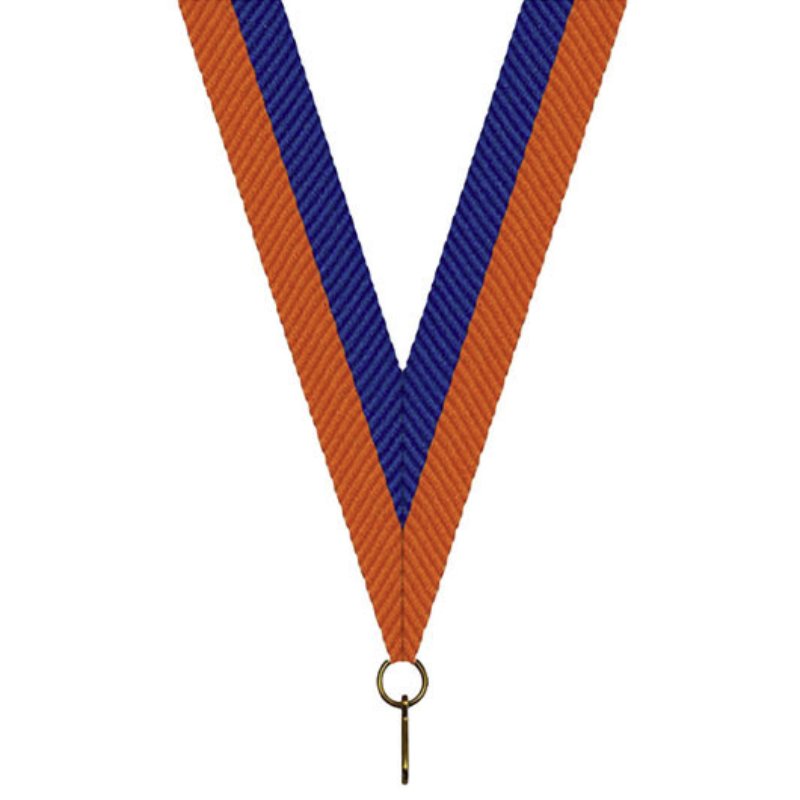 Oranje blauw halslint – medaille – brede uitvoering – 22 mm