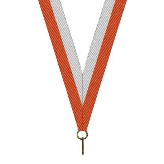 Oranje wit medaillelint – brede uitvoering – 22 mm met haak