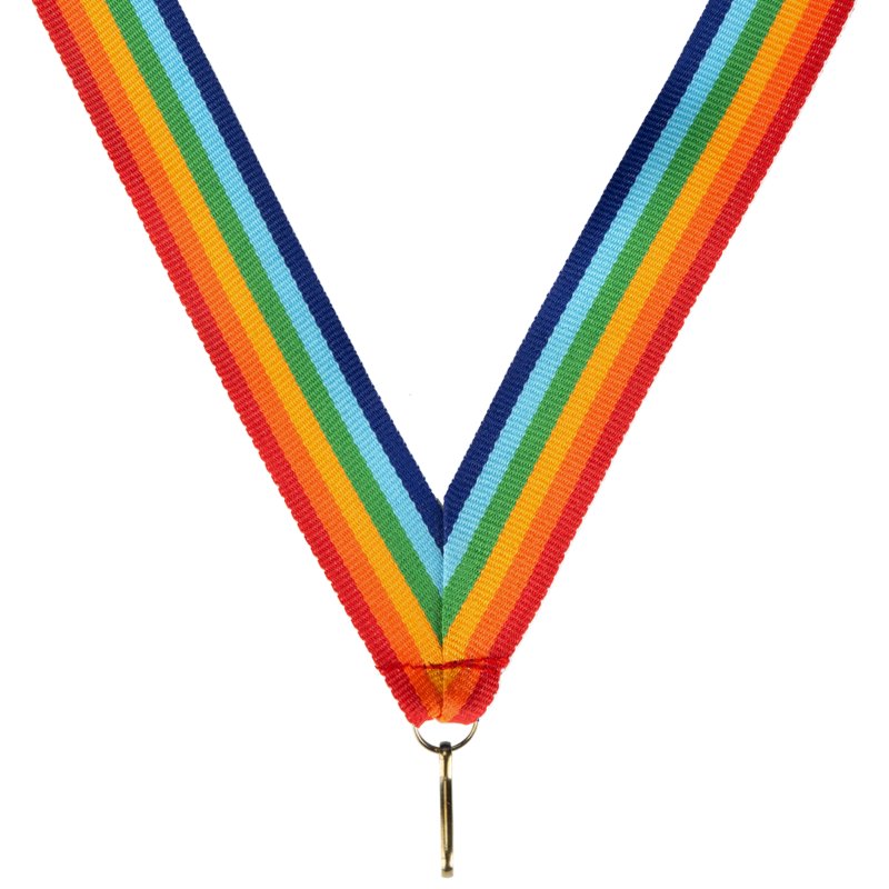 Regenboog halslint medaille – 22 mm breed met haak