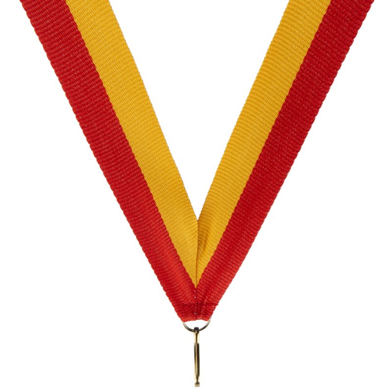Rood geel halslint – 22 mm breed – medaille met haak