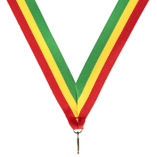 Rood geel groen halslint – brede uitvoering – medaille – 22 mm