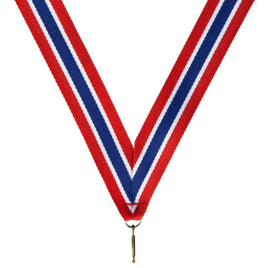 Rood wit blauw wit rood halslint – extra opvallend – 22 mm breed