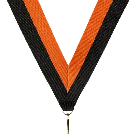 Zwart-oranje halslint voor medailles – 22 mm breed