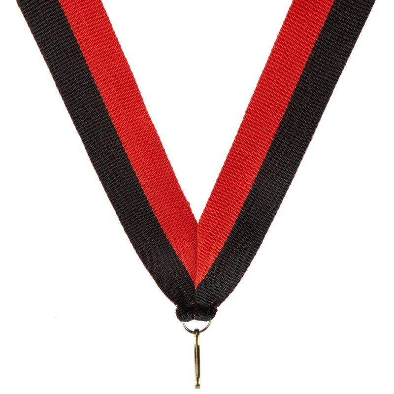 Zwart-rood medaillelint met haak – 22 mm breed