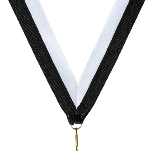 Zwart-wit medaillelint – 22 mm breed – met haak