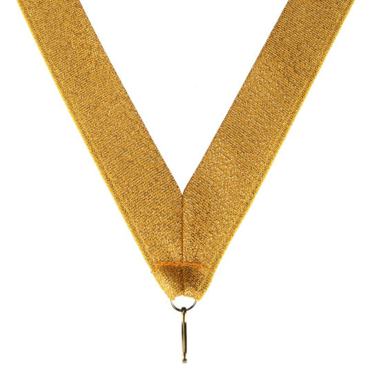Luxe gouden halslint voor medaille – 22 mm breed met glanzende structuur
