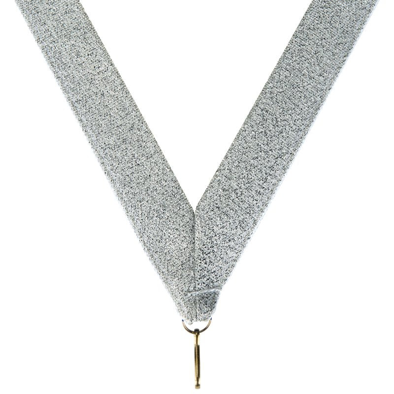 Luxe zilveren halslint voor medaille – 22 mm breed en glanzend geweven