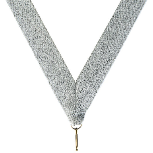 Luxe zilveren halslint voor medaille – 22 mm breed en glanzend geweven