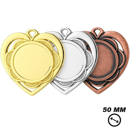 Medaille Amour in de vorm van een hartje gemaakt van zamac
