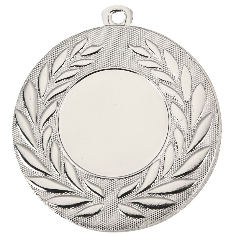 Zilveren medaille Leiden – 50 mm – klassieke sportmedaille van ijzer met kransrand en glad middenvlak