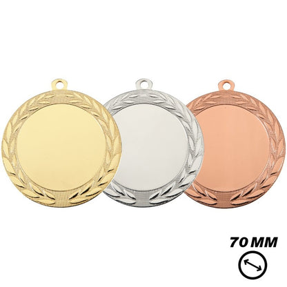 Medaille Noordwijk 70 mm in goud, zilver en brons met ruimte voor sportafbeelding of logo en optioneel tekstlabel