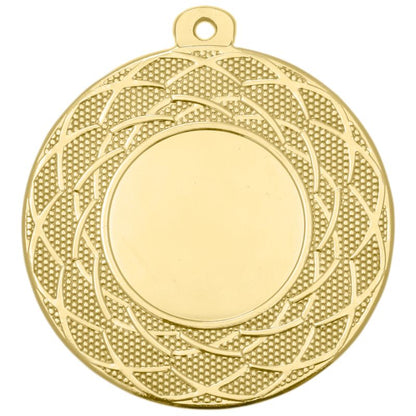 Gouden medaille Utrecht – 50 mm – ijzeren sportmedaille met gevlochten rand en ruimte voor eigen logo