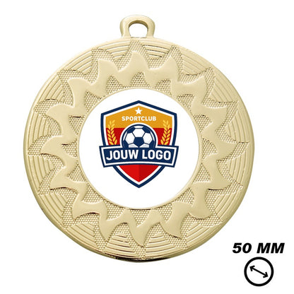 Gouden medaille 50mm met eigen logo sportmedaille vlissingen