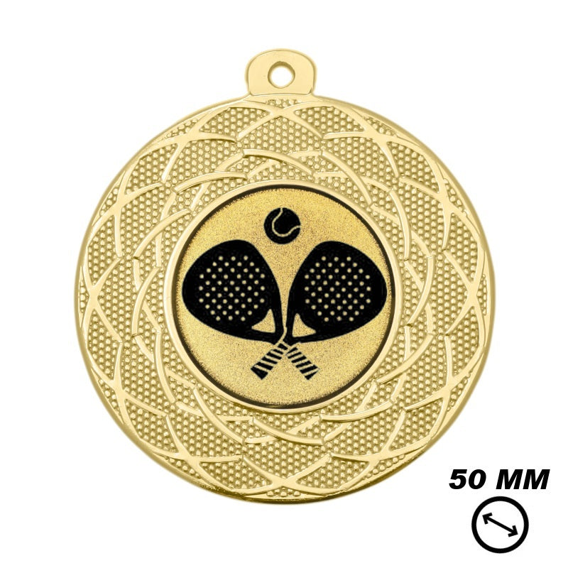 Padel medaille goud 50 mm met rackets en bal
