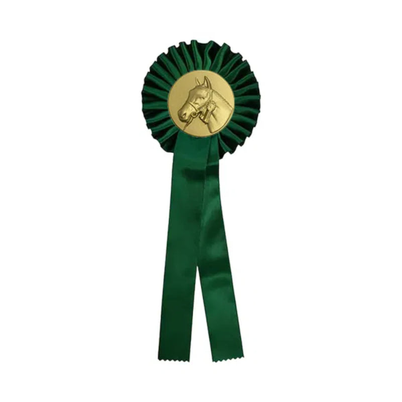 Rozet Paard Met Paardenhoofd Medaille En Lange Linten