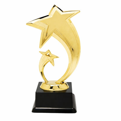 Gouden ster award trofee 18 cm met graveerplaat op zwarte voet