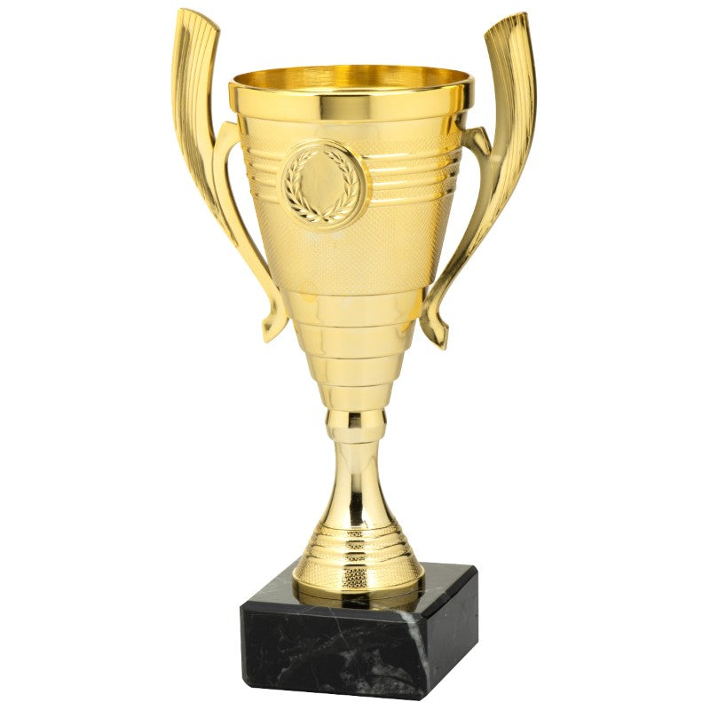 Gouden prijzenbeker Chota – 22 cm hoog – klassieke goedkope trofee met marmeren voet