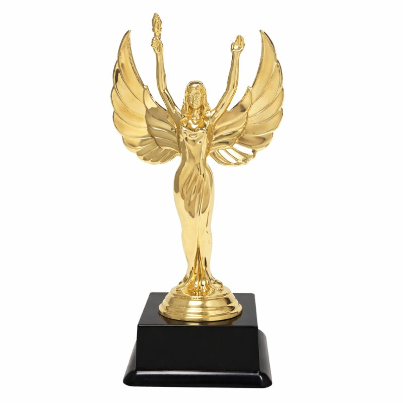 Victory award trofee vrouw met vleugels 18 en 23 cm in gouden kleur