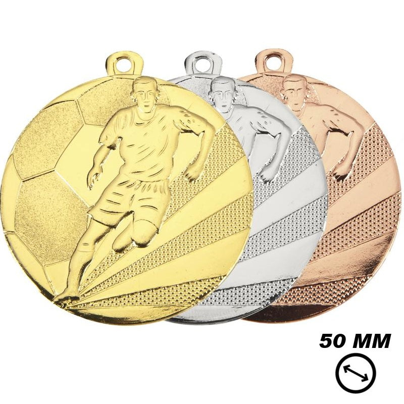 Voetbal medaille victory 50 mm goud zilver brons goedkoop ijzer