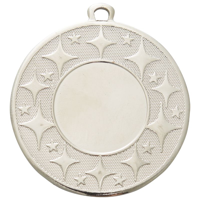 Zilveren medaille Zoetermeer – 50 mm – stevige medaille van ijzer met klassiek sterpatroon en glad middenvlak