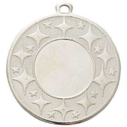 Zilveren medaille Zoetermeer – 50 mm – stevige medaille van ijzer met klassiek sterpatroon en glad middenvlak