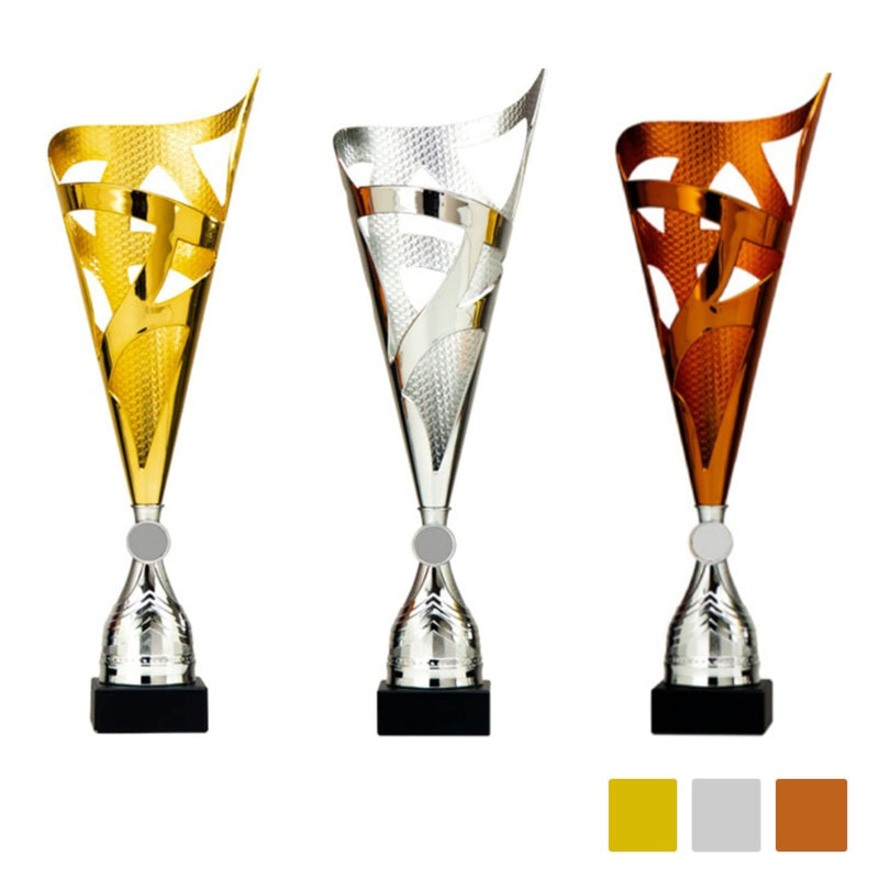 Luxe trofee Wilsey 45 cm in goud, zilver en brons met personalisatie-optie