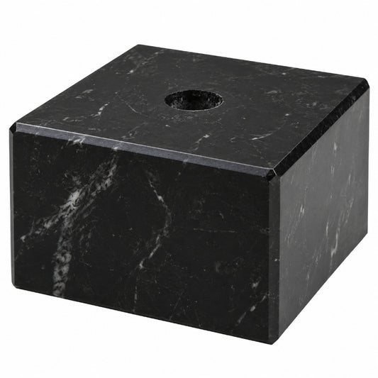 Zwarte marmeren voet 55x55x40 mm met boorgat voor trofee en hobby